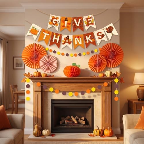 Thanksgiving and Friendsgiving Party Decorations Set, Autumn Fall Harvest Decor Supplies with Festive Banners, Hanging Swirls and Seasonal Ornaments for Home Celebration - Image 5
