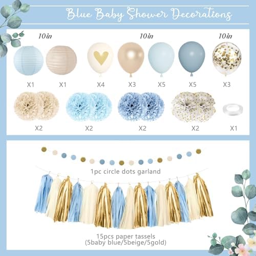 Amandir Dusty Blue Baby Shower Decorations for Boy Welcome Baby Banner - Image 2