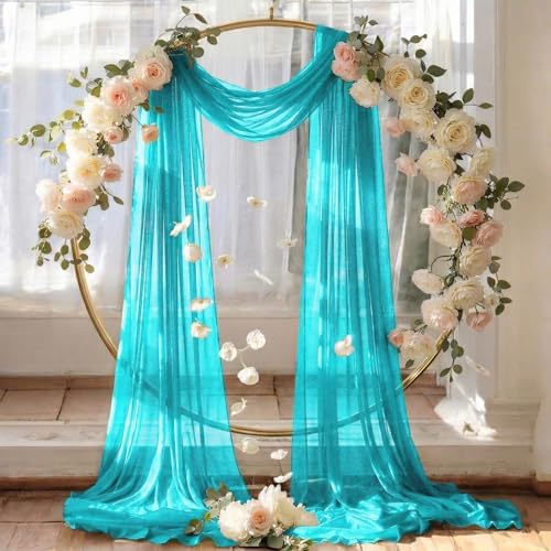 Pack of 1 Wedding Arch Drape Panel Fabric 30" x 75ft - Peacock Blue - Image 6