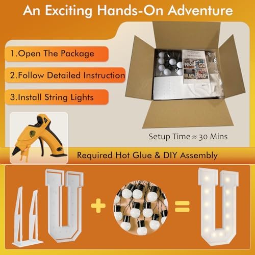 4FT Marquee Letters, Large Light Up Letters U for Party Decor - Image 2