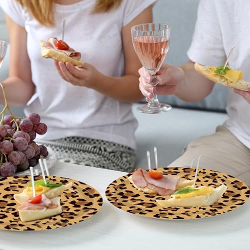 140PCS Leopard Print Party Decorations,Jungle Animal theme Decorations Include Tableware, Plate, Cup, Napkin, Cutlery, Animal Cheetah Print Birthday Party Supplies Serve 20 - Image 3