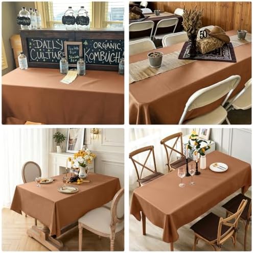 4 Pack Rectangle Tablecloth for 6 Foot Tables Washable Polyester Table Cover for Wedding Dining Table Parties Banquet (4, Brown, 60inch x 102inch) - Image 5