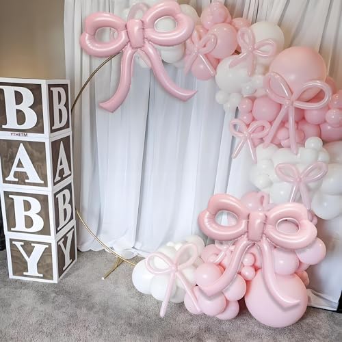 4 Pcs Light Pink Bow Balloons Bow Party Decorations for Girl Women Bow Birthday Decorations Giant Pastel Pink Bow Balloon for Graduation Baby Shower Bridal Wedding Decor Bachelorette Party Supplies - Image 5