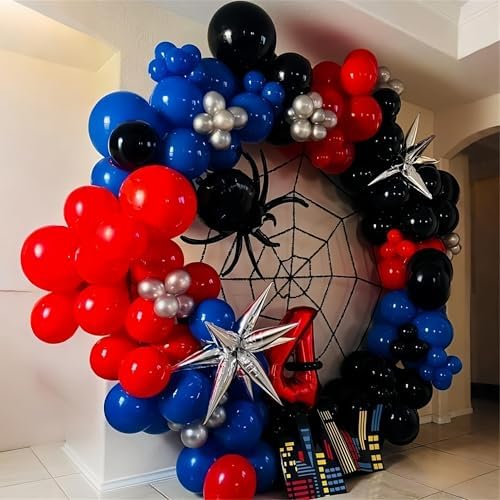 12 Inch Red Blue Black Balloons for Spider Cool Man Birthday Decorations - Image 3