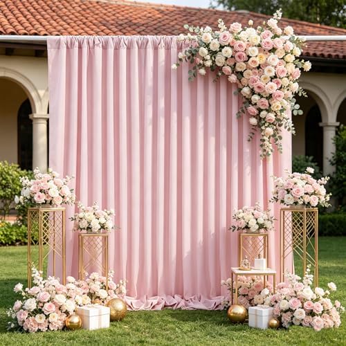 Dusty Rose Backdrop Curtains 30ftx10ft Wedding Polyester Photo Drapes by SoarDream