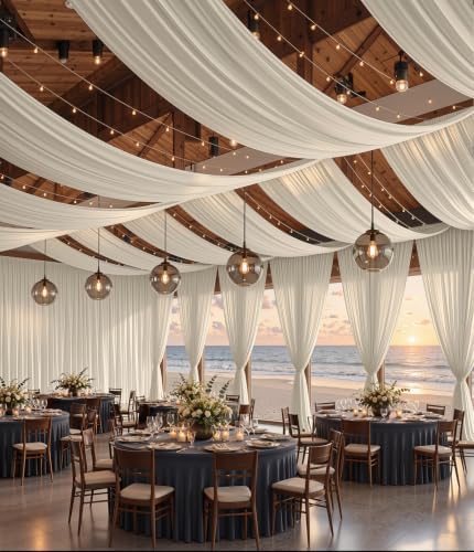 10ftx30ft Beige Ceiling Drapes for Wedding Parties - Image 2