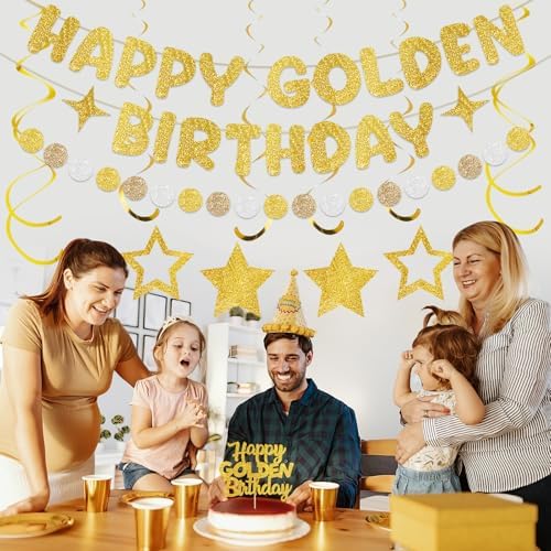 Happy Golden Birthday Party Decorations, Golden Bday Party Kit - Image 5