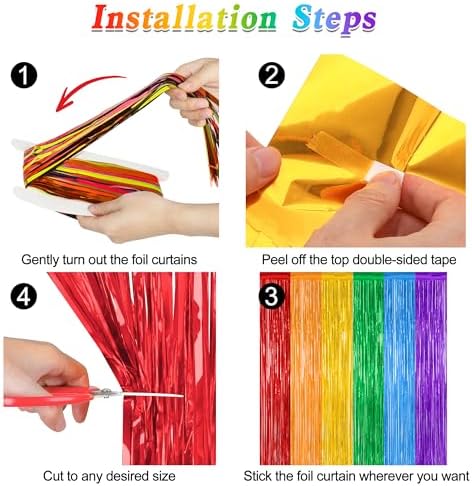 ZATAYE 12 Pack Rainbow Kindergarten Foil Curtain Streamer Decorations - Image 3