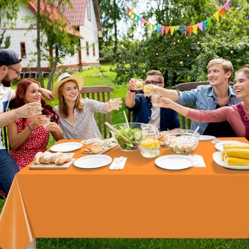 16 Pack Orange Plastic Tablecloth for Rectangle Tables, Premium Decorative Orange Disposable Table Cloths for Parties, Rectangle Party Table Cover for Birthday Fall Thanksgiving Graduation, 54x108Inch - Image 6