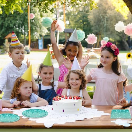 40Pcs Teal Plates and Napkins, Teal Party Decorations Include 20 Disposable Paper Plates and 20 Paper Napkins for Weddings, Baby Showers, Birthdays, Engagement Parties - Image 6