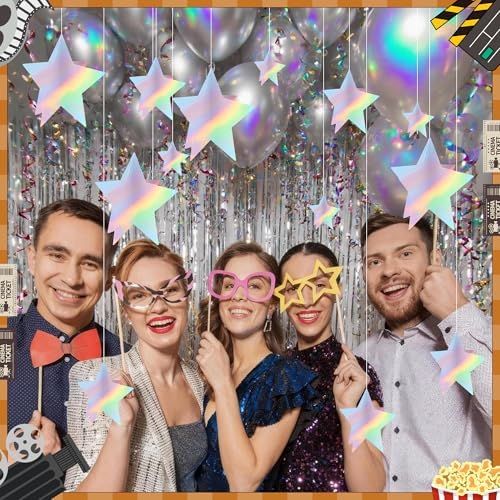 70 Pcs Iridescent Star Centerpieces for Tables Iridescent Party Birthday Decorations Sparkle 3D 2026 Graduation Star Table Decor 3 Sizes 8" 5" 3" Christmas Wedding Baby Shower Disco Party - Image 5