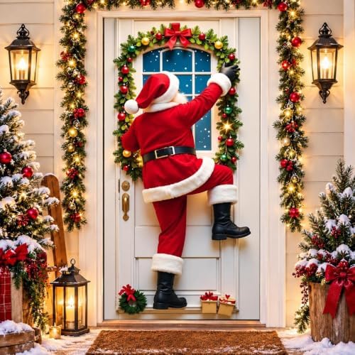 Christmas Door Cover Decorations Banner for Front Door Reindeer and Santa by Unknown