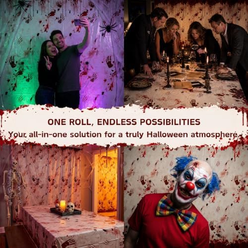 100FT x 54IN Halloween Bloody Print Plastic Tablecloth Roll with Cutter Box - Image 5