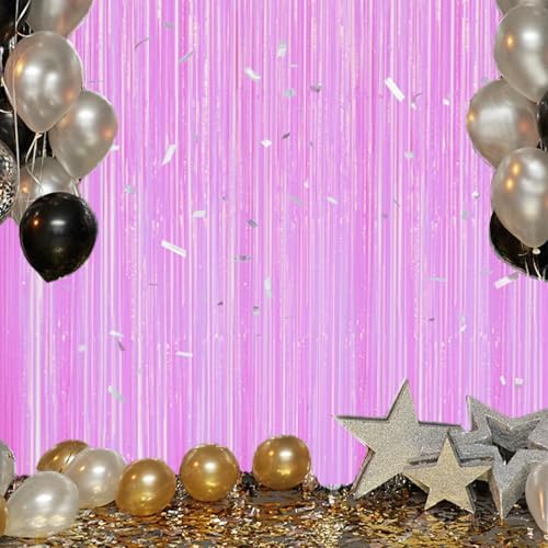 DECOCKRAT 2 Pack Foil Fringe Backdrop - Pastel Purple Shiny Tinsel Curtains for Party Decoration/Photo Booth Props - 3.3x6.6 FT Metallic Foil Backdrop for Birthday, Wedding, Graduation, Christmas. - Image 6