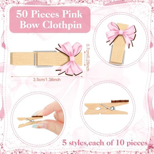 Patelai 321 Pcs Pink Bow Baby Shower Decorations Games Supplies, 50 Guests - Image 3