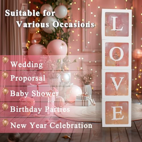 Ledido Transparent Balloon Boxes with 60 Letters Numbers Fairy Lights 4PCS - Image 4