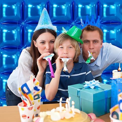 NISOCY 25PCS Metallic Blue Square Foil Balloons Wall Backdrop - Image 6