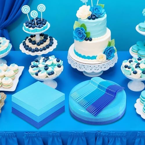 Serves 35 Guests Dusty Blue Plates and Napkins Party Supplies - Image 7