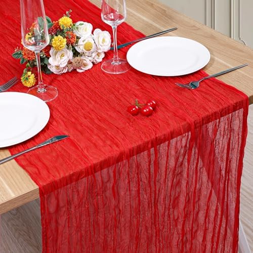 1 Pack Cheesecloth Table Runner 10Ft Christmas Gauze Boho Table Runners for Wedding Decor Bridal Shower Decorations Baby Shower Party(35" x 120") by Home
