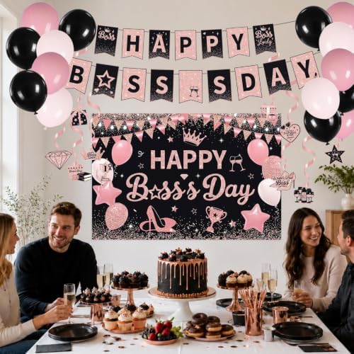 Rose Gold Happy Boss’s Day Party Decorations for Boss Lady - Image 5
