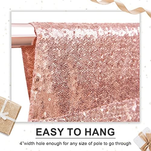 PartyDelight Rose Gold Sequin Backdrop Curtains 5x10ft 2 Panels - Image 2