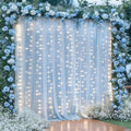 10×10ft Blue Tulle Backdrop Curtain with Lights String for Parties, Sheer Photo Curtain Backdrop Drapes for Wedding Party Photography Backgrounds by WishCare