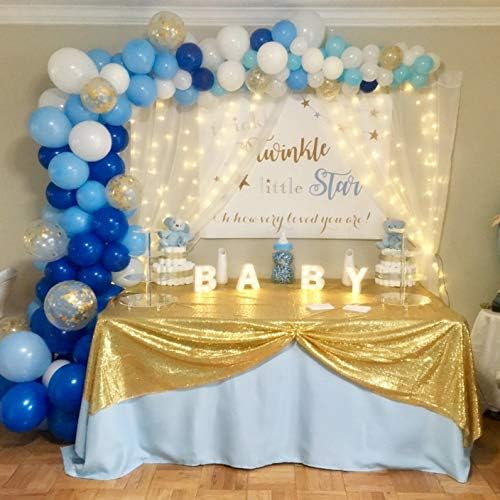 Eternal Beauty Gold 48x72 Inch New Years Eve Sequin Tablecloth - Image 6