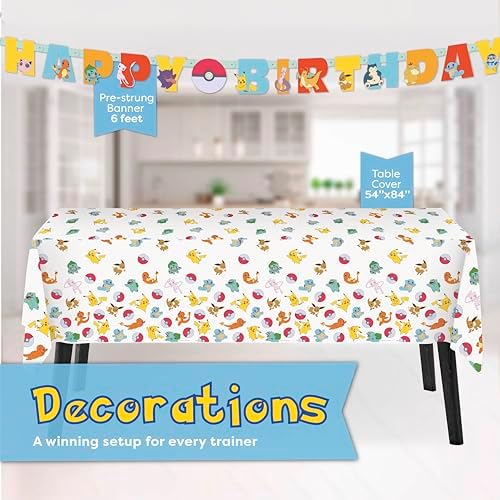 Pokemon Birthday Decorations Party Supplies with Banner & Tablecloth - Image 4