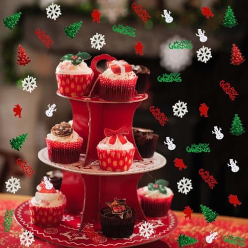 Christmas Confetti Snowflake Confetti Christmas Tree Snowman Santa Claus Shape Table Scatters Confetti for Christmas Decorations Merry Christmas Confetti Party Sets - Image 2