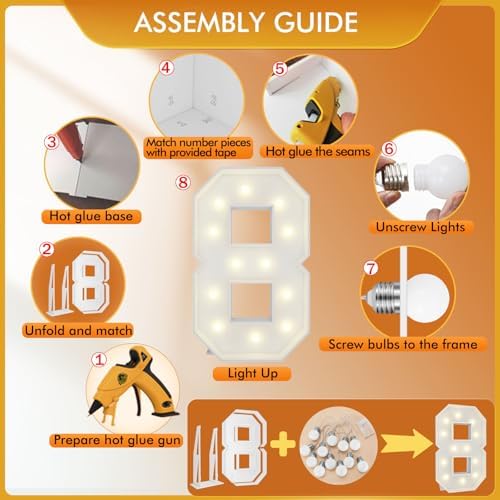 4FT Marquee Numbers, Large Light Up Numbers 8 for 8th Birthday Party Decor - Image 3