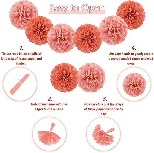 Birthday Decoration, Happy Birthday Banner, Tissue Paper Pom Poms, Hanging Paper Fan Set and Balloons for All Birthday Party Decorations, Rose Gold - Image 5