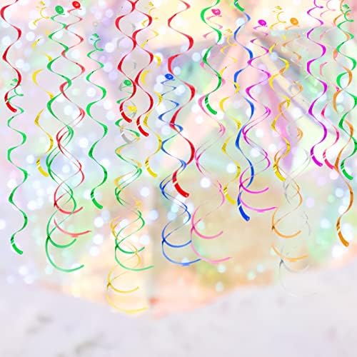 Colorful Ceiling Swirl Foil Decorations Hanging Plastic Streamer Themed Swirl Party Decoration for Wedding Thanksgiving Day Graduation Celebration, Pack of 28 - Image 5