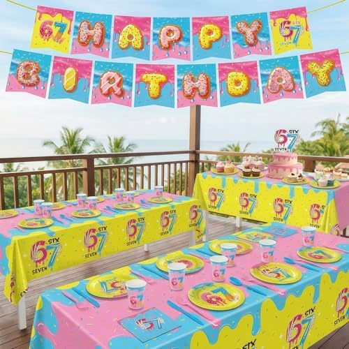 172pcs Ice Cream Birthday Party Supplies 6 7 Birthday Plates Napkins - Image 7