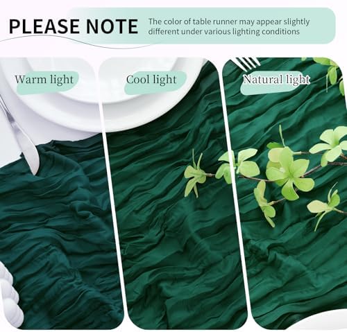 20 Pack Dark Green Cheesecloth Table Runner, 17x108 Inch Semi Sheer Boho Gauze Cheese Cloth Fabric Table Runners for Wedding Party Baby Shower Birthday Garden Farmhouse Table Decor - Image 6