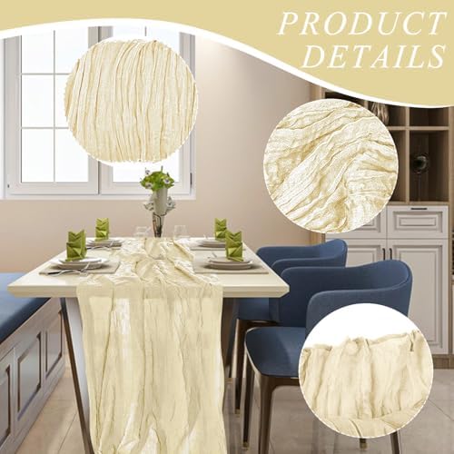 1 Pack Cheesecloth Table Runner 10Ft Christmas Gauze Boho Table Runners for Wedding Decor Bridal Shower Decorations Baby Shower Party(35" x 120") - Image 3