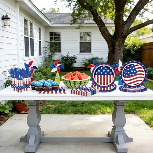 194 Pcs 4th of July Paper Plates and Napkins Party Supplies - Image 5