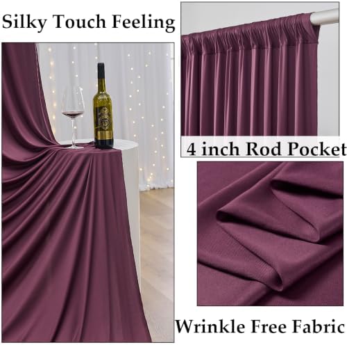 30ft x 10ft Maroon Backdrop Curtains for Parties, Polyester Burgundy Backdrop Drapes 6 Panels 5x10ft for Baby Shower Photography Birthday Parties Background - Image 2