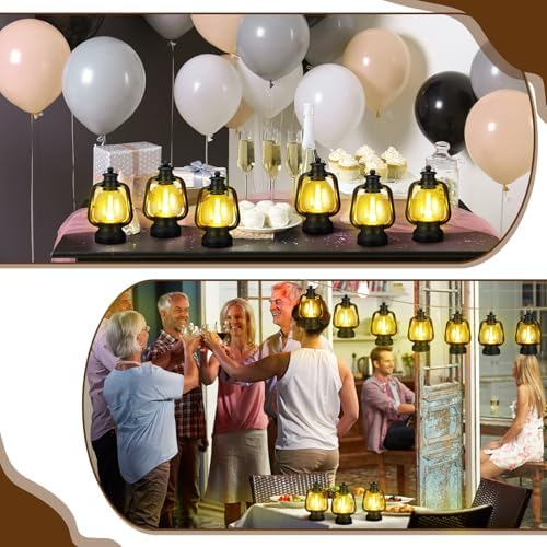 Ferraycle 12 Pcs Mini Lanterns Bulk 6 Inch Black Lamp Table Centerpieces - Image 5
