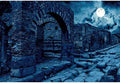 Renaiss 10x8ft Stone Town Backdrop Full Moon Dark Blue Cloudy Night Photography Background Bleak Vintage Punk Gothic Photo Studio Live Room Prop Video Supplies Boy Girl Kids Cool Portraiture Decor by Renaiss