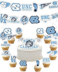 UNC Tar Heels Party Supplies Banner Cupcake Toppers Grad Football 42 Pc by PartyKandyDecorGifts