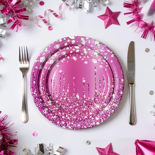 75Pcs Rose Red Diamond Party Decorations, Plates and Napkins for 25 Guests - Image 5