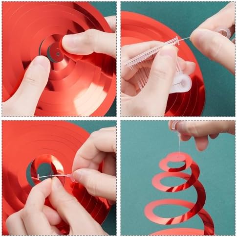 Colorful Ceiling Swirl Foil Decorations Hanging Plastic Streamer Themed Swirl Party for Graduation Celebration, Pack of 28 (Red, Green and Sliver) - Image 4