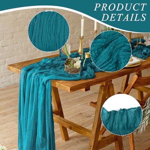 1 Pack Cheesecloth Table Runner 10Ft Christmas Gauze Boho Table Runners for Wedding Decor Bridal Shower Decorations Baby Shower Party(35" x 120") - Image 3