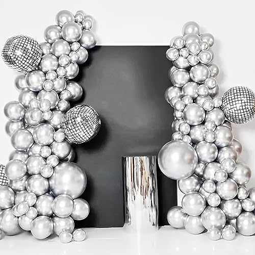 Voircoloria 110pcs Metallic Silver Chrome Latex Party Balloons, 12inch - Image 6