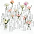 32 Pcs Clear Glass Bud Vases in Bulk, Small Vintage Bud Vase Set for Flowers, Mini Glass Vases for Wedding Centerpieces, Baby Shower, Table Decorations, Event Decor, 3.1"-5.1" by YINGERHUAN