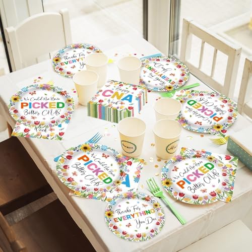 96PCS Happy CNA Week Party Decorations Nurse Week Plates and Napkins Thanks for Everything You Do Nursing Assistant Tableware Dinnerware Set for Doctors Day Medical School Grad Party Decor Supplies - Image 5