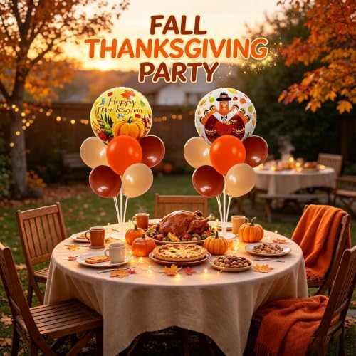 Thanksgiving Decorations, 4 Set Orange Brown Balloon Stand Kit - Image 5