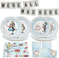 Talking Tables 50pcs Alice in Wonderland Disposable Plates, Cups, Napkins & Bunting Party Set for 16 Guests | Mad Hatter Party Decorations | Birthday Tea Party Decorations by TalkingTables