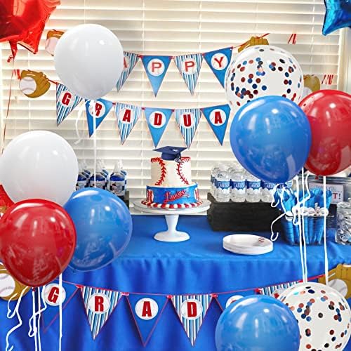 62Pcs Red White and Blue Balloons Kit - 12 Inches Red White Blue Confetti Party Balloons for 4th of July Independence Memorial Day Patriotic Party Decorations - Image 2