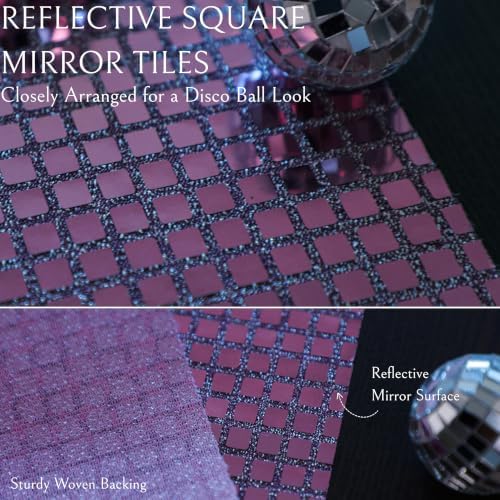 13 X 72 Inches Pink Disco Party Table Runner Glitter Mirror Events Decor - Image 3